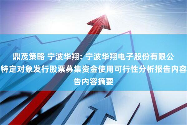 鼎茂策略 宁波华翔: 宁波华翔电子股份有限公司向特定对象发行股票募集资金使用可行性分析报告内容摘要